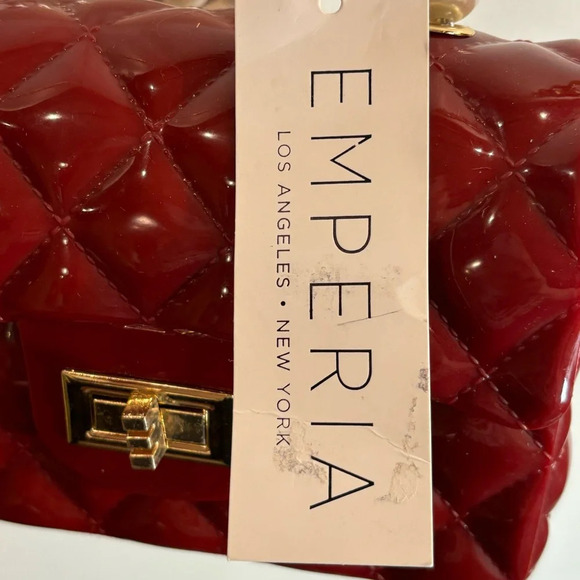 EMPERIA Jelly Quilted Look Mini Crossbody Bag in Deep Burgundy NEW WITH TAGS - Picture 12 of 15